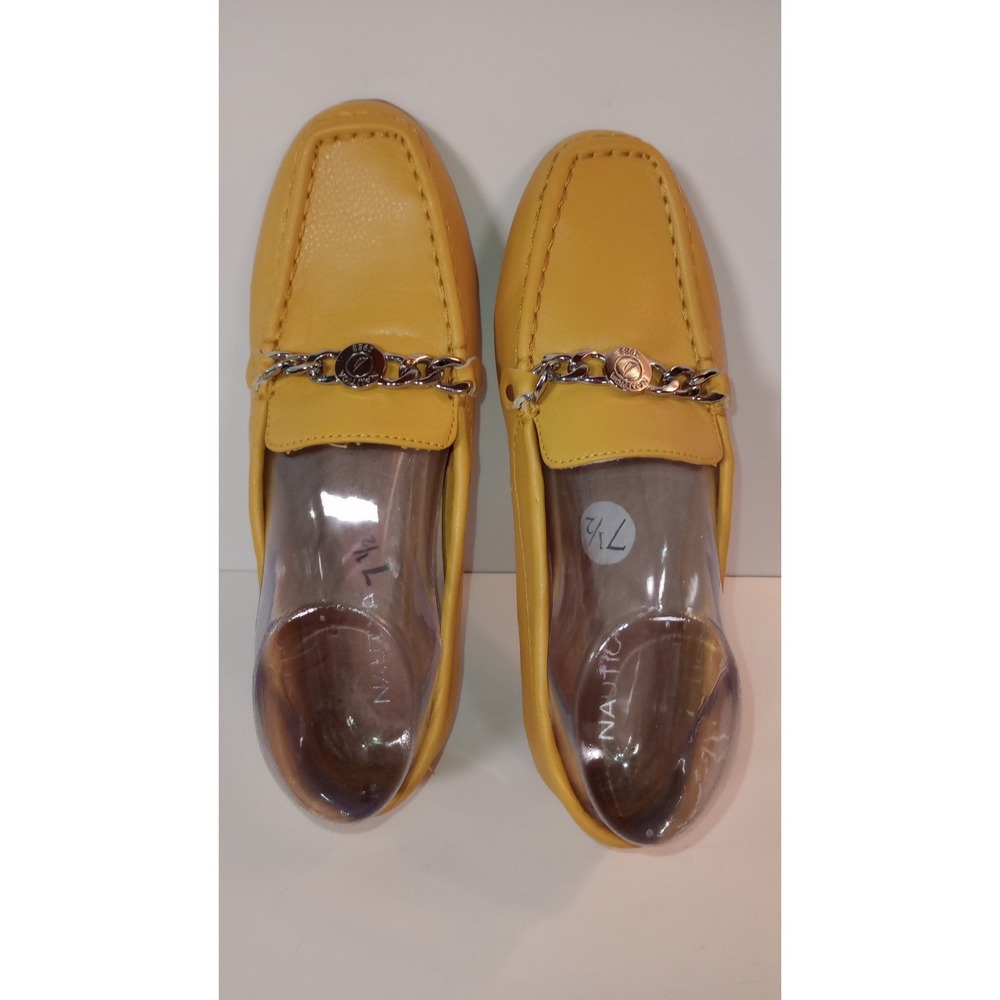 Nautica Womens Raintree Loafers Mustard Yellow Chain Detail Driving Flats 7.5